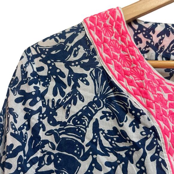 Lilly Pulitzer Ocean Cove Tunic Top Size M Oyster Bay Blue Krillin It - Picture 5 of 16